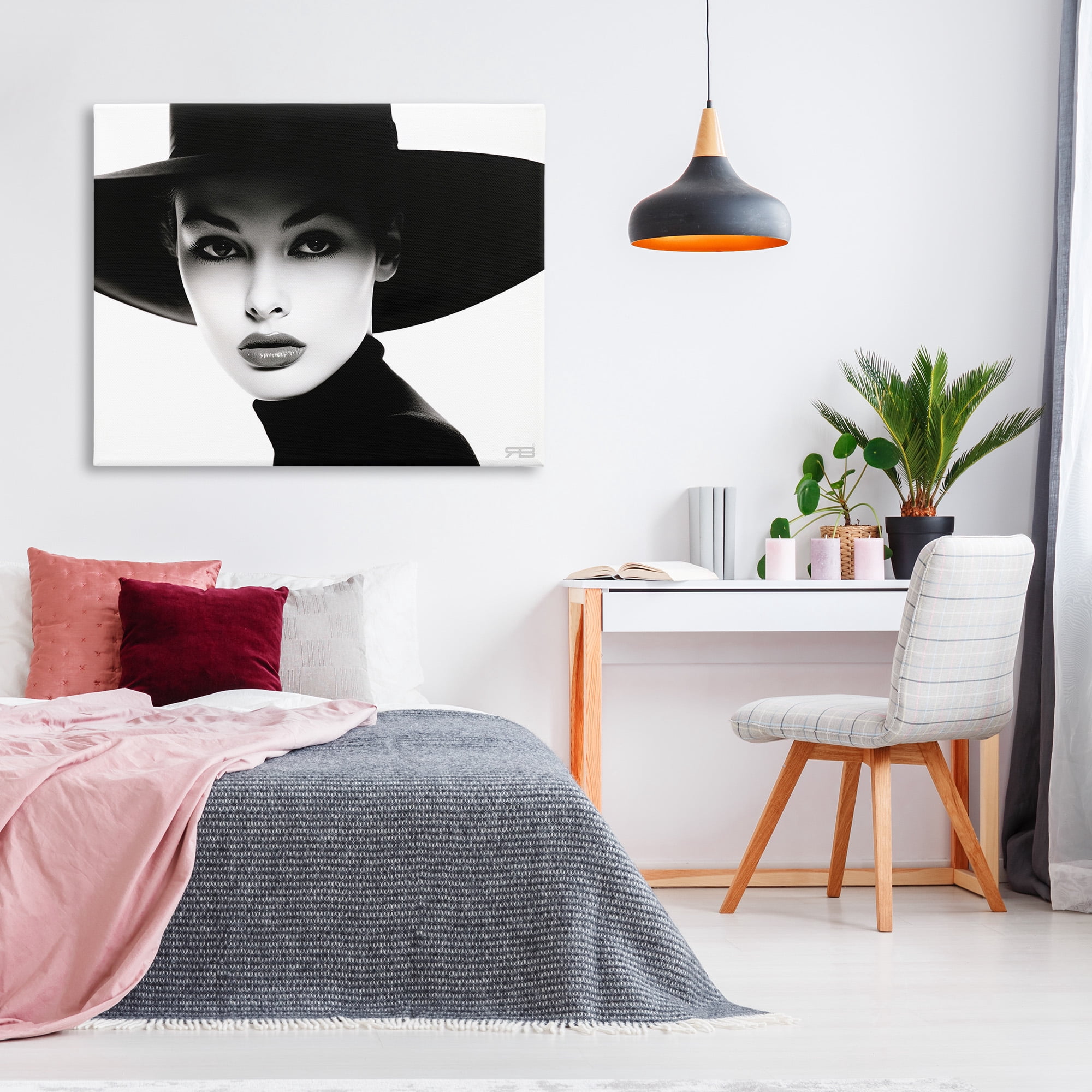 Stupell Industries Female Fashion Portrait Beauty & Fashion Painting Gallery Wrapped Canvas Art Print Wall Art, 48 x 36
