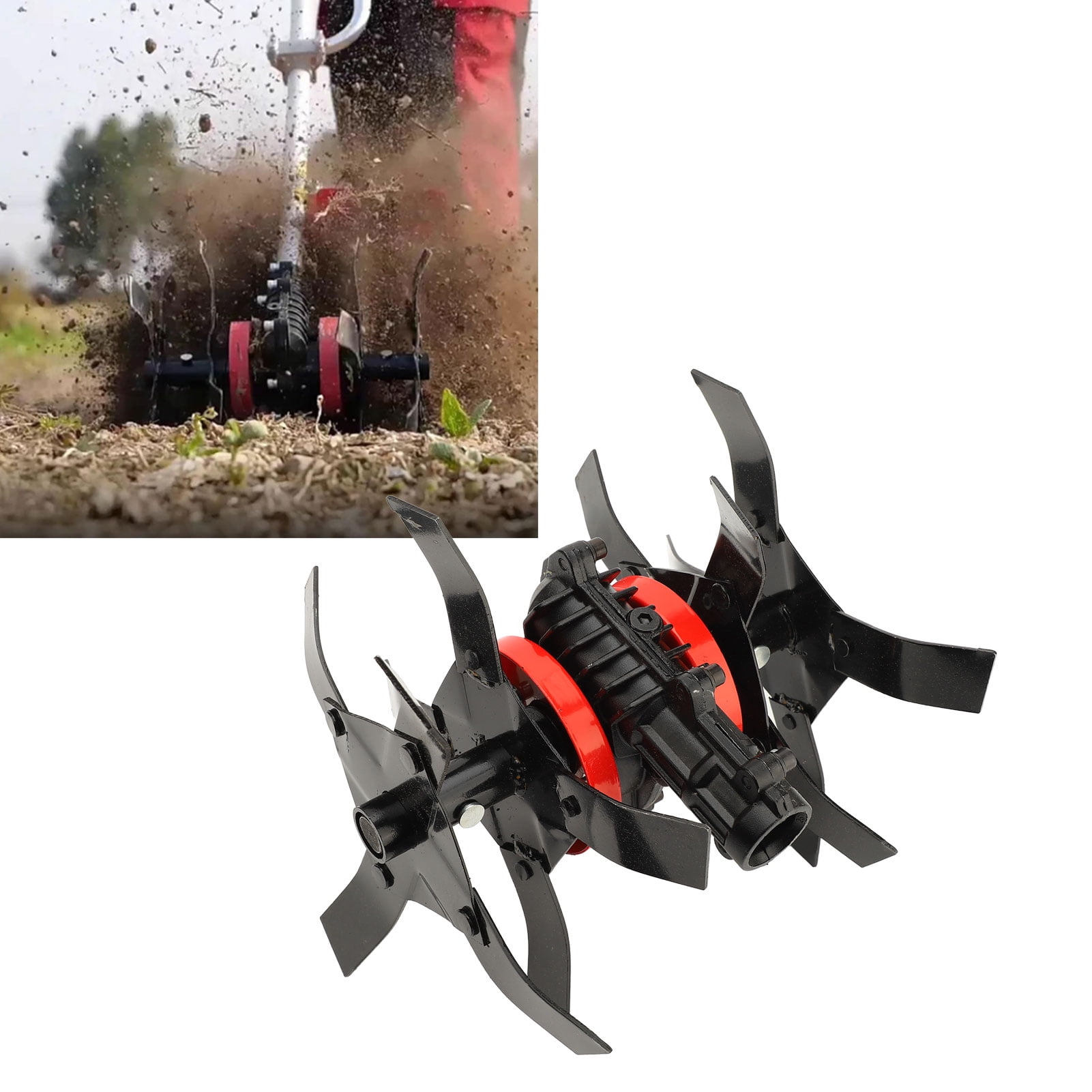 Mower Loosening Wheel, Multifunctional Universal Aluminum Iron Alloy Grass Cutter Loosening Wheel 9 Teeth 26mm  for Loosening Soil