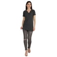 thumbnail image 5 of Inkmeso Long Length Notch Neck Top For Women Basic Cotton Tee Shirt w/ Pocket Patch Legging Top, 5 of 7