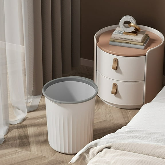 XaTanion Trash Can 8L Trash Can With Pressing Ring Plastic Wastebasket Round Garbage Container For Bathroom Kitchen Bedroom,WH1,21.5*23.5CM