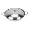 thumbnail image 3 of FRCOLOR 1 Set Silver Stainless Steel Non Stick Wok With Handle and Lid, 3 of 8