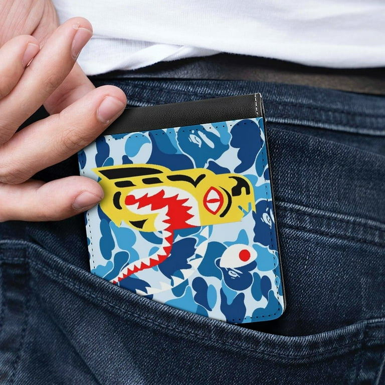 BAPE Camo Shark Leather Wallet Slim Card Wallet Bifold RFID BAPE Camo Shark Leather Wallet Slim Card Wallet Bifold RFID