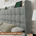 thumbnail image 5 of Feonase Full Size Bed Frame with Charging Station，Upholstered Platform Bed Frame with Wingback Storage Headboard, No Box Spring Needed,Light Grey, 5 of 8