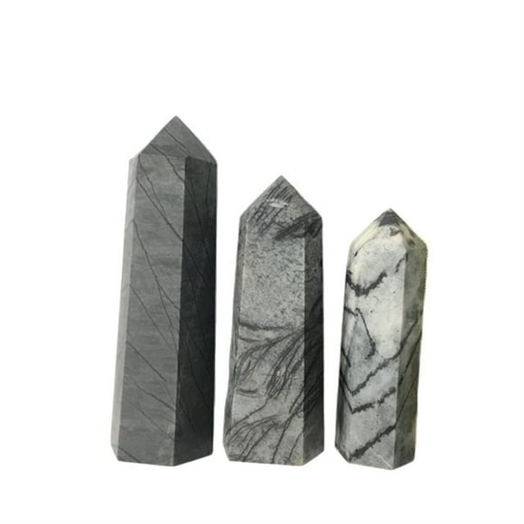 Primary Stones and Minerals Natural Spider Web Jasper Point Black Line Stone Tower Black Network Obelisk Decor Crystal Great Choice for Home Decoration Primary Stones and Minerals
