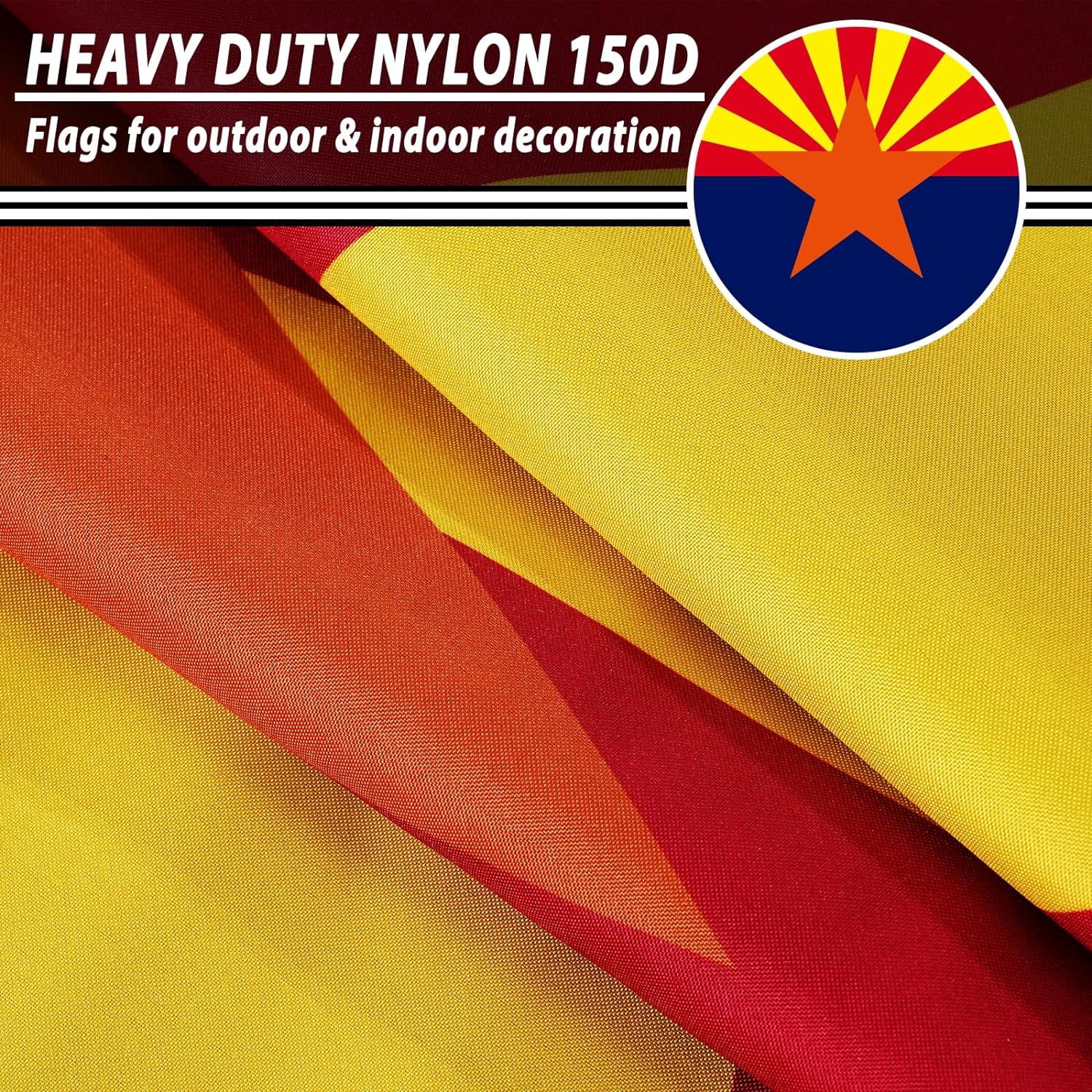 FLAGWIN Arizona Flag 3x5 FT - 3 Ply Double Sided Polyester Arizona State Flag with Brass Grommets - Vivid Color and Fade Proof State of Arizona Flag 3x5 Outdoor