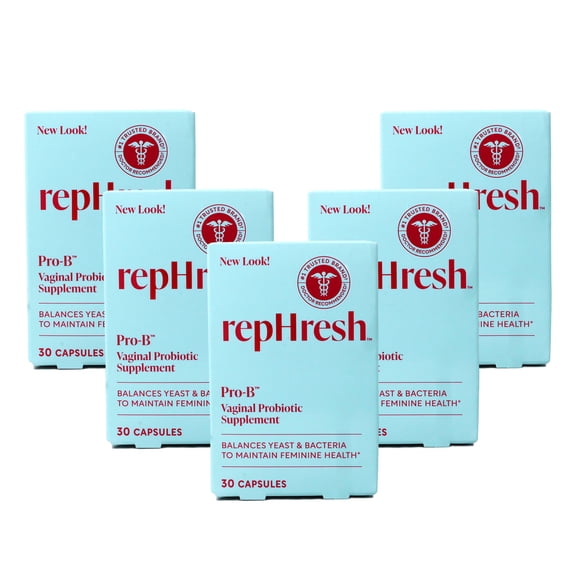 5 Pack - Rephresh Pro B Probiotic Feminine Supplement 30 Capsules