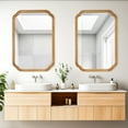 thumbnail image 3 of Magnifique Rounded Corner Arch Wall Mirror with Wood Frame for Bathroom 24" x 36", Natural Wood Color, 3 of 8