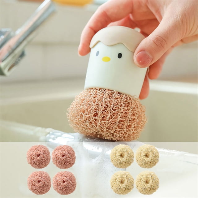 Xihbxyly Cepillo de Limpieza de Fibra, Juego de Cepillos Multiusos Reemplazables, Material de Fibra No Tejida, Elimina Suciedad y Óxido Difíciles, Limpieza de Cocina y Hogar, Paquete de 4, Fácil de U