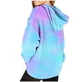 thumbnail image 3 of Oversized Hoodies for Kids Girls Neon Print Hooded Sweatshirt Casual Loose Pullover Top With Hood Children (Blue 9 Years), 3 of 3