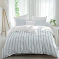 thumbnail image 2 of Blue Striped Bedding 3 Piece Duvet Cover Set Twin Size, Blue White Stripes Farmhouse Soft Microfiber Comforter Cover with Zipper Closure & Pillowcases, Wrinkle & FadeResistant Quilt Cover, 2 of 9