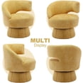 thumbnail image 3 of Round Swivel Chair,Modern Accent Chair,Comfy Barrel Chair,Fuzzy Teddy Upholstered Armchair for Living Room,Bedroom,Office,Waiting Room (Yellow), 3 of 18