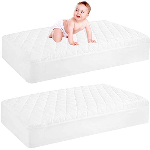 kookoomia Crib Mattress Protector Waterproof Quilted Fitted Bamboo Crib Mattress Pad Cover Soft Breathable Toddler Mattress Protector for Baby Boys Girls 28x52 