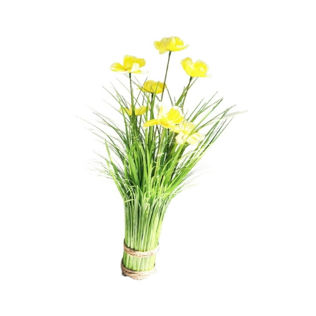 Planta de flores artificiales, flores de imitación, centro de mesa, decoración, hojas verdes Amarillo