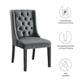 thumbnail image 3 of Side Dining Chair, Set of 2, Grey Gray, Velvet, Modern Contemporary, Kitchen Room Cafe Bistro Restaurant Hospitality, 3 of 9