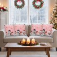 thumbnail image 5 of Outdoor Pillow Covers Waterproof Pillow Cases Protector Winter Snowman Snowflake on Pink Pillowcase Pack of 2 Christmas Ball White Leaf Throw Cushion Case for Pation Furniture,Couch,Sofa, 18x18 in, 5 of 9