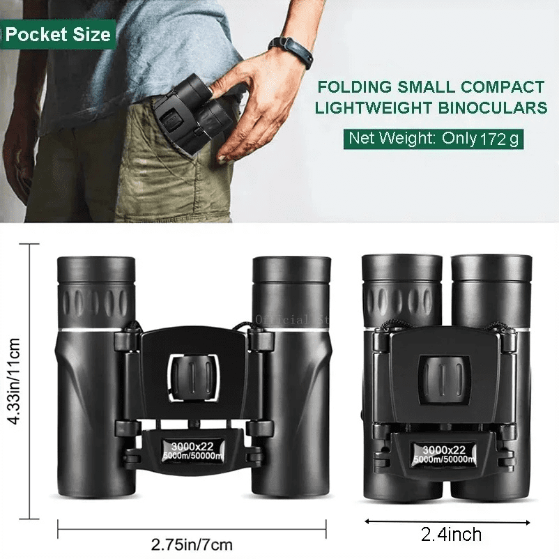 3000x22 Zoom Telescope Professional BAK4 HD Powerful Binoculars Long Range Portable Outdoor Folding FMC Binocular Camping Travel