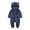 Navy, variant on Girls Hooded Coat Jacket Warm Outerwear Jumpsuit Romper Footed Winter Baby Toddler Soft Comfortable 0-3 Months Navy