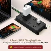 TROND Power Bar Surge Protector with 3 USB Ports, ETL Listed, 7 Widely-Spaced Outlets, Flat Plug, 1700 Joules, 5-Foot