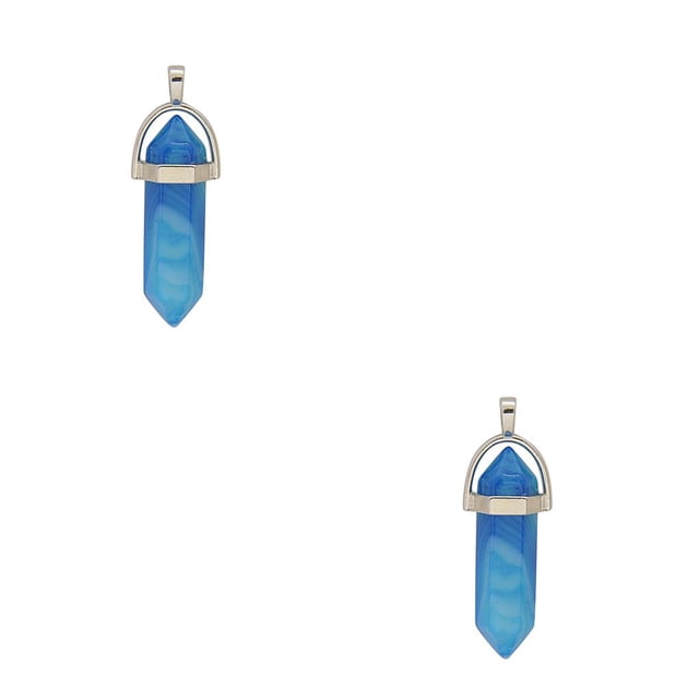 Colgante de ágata Minnieouse Encanto de columna hexagonal para mujer Azul 2piezas