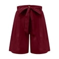 thumbnail image 4 of Iyufng Shorts for Women Plus Size Shorts,Women's Casual Shorts with Elastic Waist Tether Solid Color Straight Leg Short Pants, 4 of 7