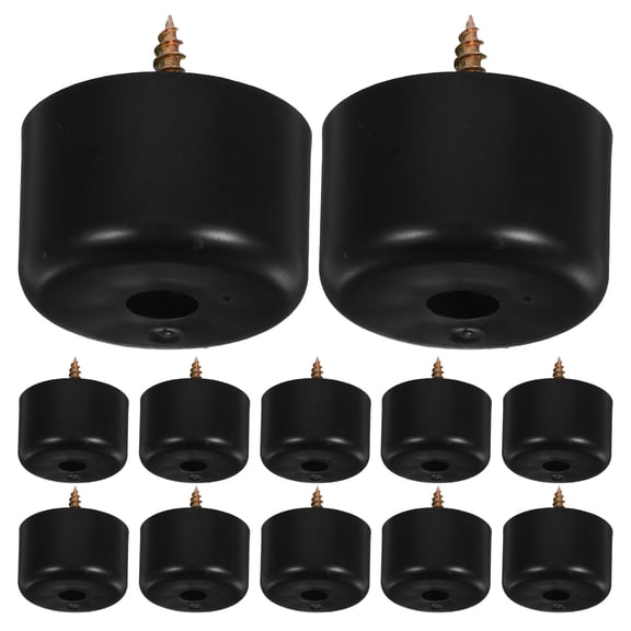 LOLIPPYY 12Pcs Black Plastic Replacement Furniture Legs Round Sofa Feet for Couch Cabinet and Table