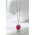 thumbnail image 6 of Gem Stone King 10K White Gold Red Created Ruby and White Diamonds Pendant Necklace for Women (1.15 Cttw, Oval 8X6MM, With 18 inch Chain), 6 of 6
