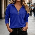 thumbnail image 5 of Lapel Collar Sweatshirt Women Zaewscy Women Lapel Collar Solid Color Zipper Pocket Top Pullover Coat Sweatshirt Blue XXL, 5 of 7