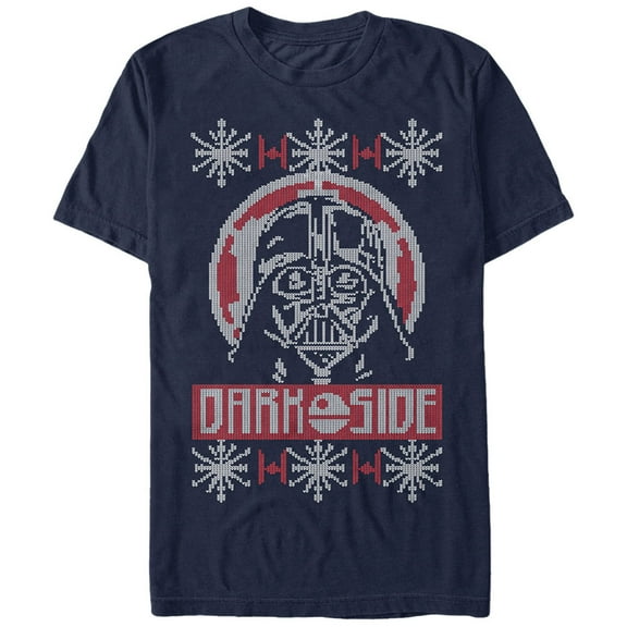 Men's Star Wars Ugly Christmas Dark Side Graphic Tee Navy Blue 3X Large