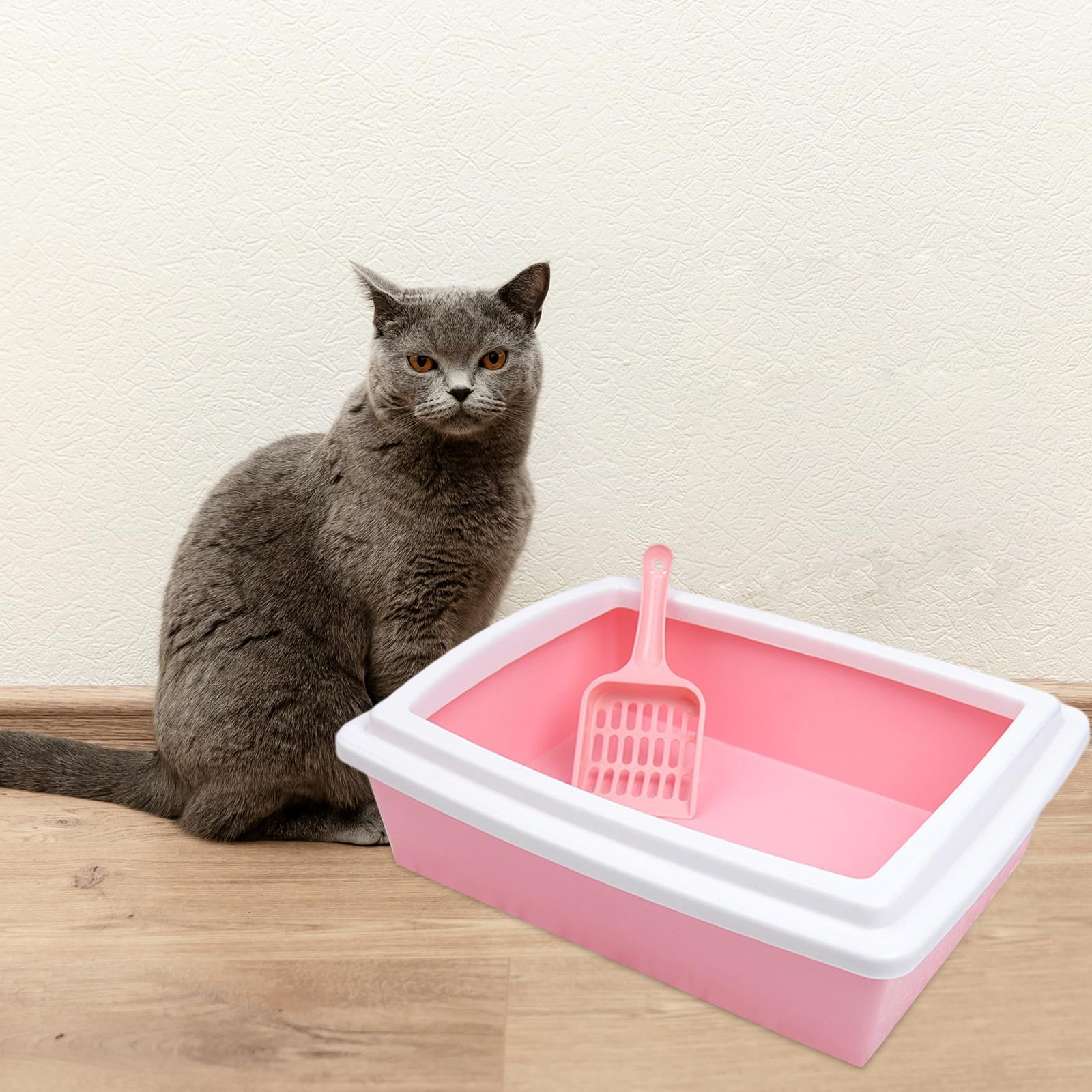 YWMJZEU Cat Litter Box Cats Litter Pan for All Kinds of Cat Litter Easy Clean Sturdy Cat Pink