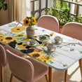 thumbnail image 3 of Gnomes Sunflower Table Cloths for 6 Foot Rectangle Tables, Bees Branches Floral Wooden Patio Waterproof Elastic Fitted Tablecloths, Washable Rectangular Table Cover for Camping, 3 of 8