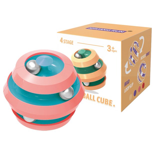 Ball Toy Fast and Smooth Rotating Beads Ball Toy Environmental Cubes Top Spinning Toy Handheld Stress Relief Trackball Toy heqiyong LED