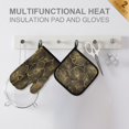 thumbnail image 4 of Yayeee Oven Mitts and Pot Holder Set of 4 Heat Resistant Kitchen Gloves Baking Hot Pad, Black Flower Pattern, 4 of 5