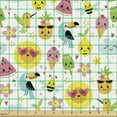 thumbnail image 2 of Cartoon Upholstery Fabric by the Yard, Image with Summer Related Smiling Characters Depicted in Style, Decorative Fabric for DIY and Home Accents, White and Multicolor by Ambesonne, 2 of 5