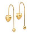 thumbnail image 2 of Primal Gold 14 Karat Yellow Gold Puffed Heart with Screw End Threader Earrings, 2 of 5