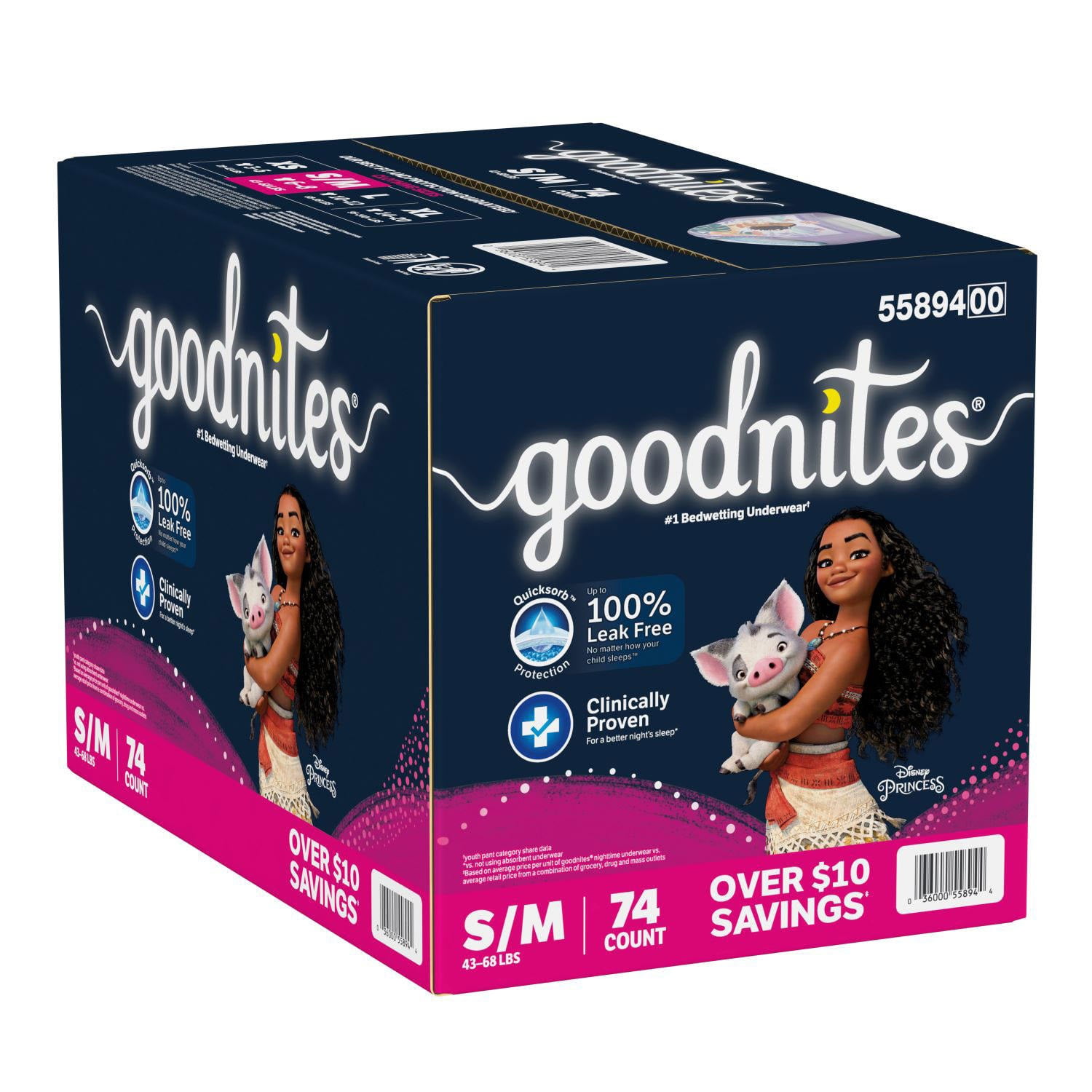 Goodnites Nighttime Bedwetting Underwear for Girls, Small (38-65 lbs.), 74 Count
