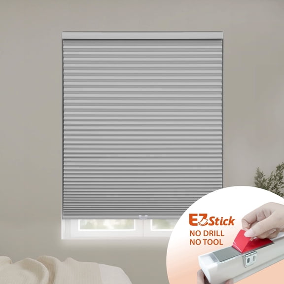 Regal Living Gray Cloud EZ Stick No Drill Blackout 1.5" Cellular Shade - 22" W x 64" L