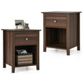 thumbnail image 1 of Costway 2 PCS Nightstand side Table with Drawer Open Shelf for Living Room Bedroom Walnut, 1 of 10
