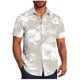 thumbnail image 2 of Blusa y camisa de manga corta con cuello vuelto para hombre, informal, a la moda, con estampado de bolsillo y botones, de poliéster., 2 of 6