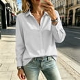 thumbnail image 2 of Women's Long Sleeve Shirts Dqueduo Women's Solid Collared Long Sleeve Casual Blouse Chiffon Shirt White XL, 2 of 7
