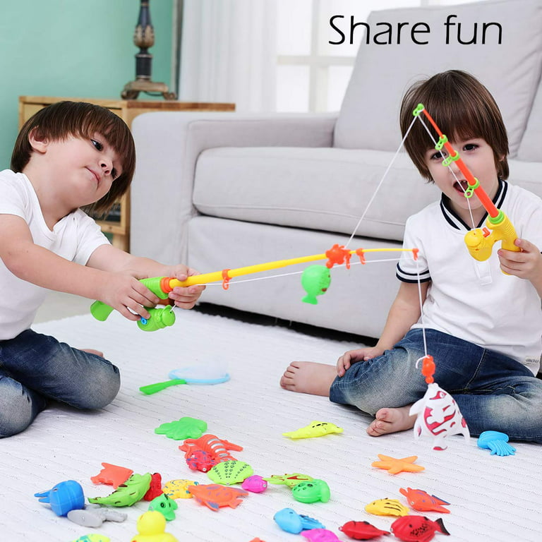 40 PCS Magnetic Fishing Toys Game Set for Kids Water Table Bathtub kiddie  Pool Party with Pole Rod Net, Plastic Floating Fish - Toddler Learning all  Size Color Ocean Sea Animals age