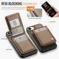 thumbnail image 4 of For iPhone 16e Compatible with Magsafe 2 in 1 Detachable Wallet Case with Card Holder,Women Men,Magnetic PU Leather RFID Blocking Flip Kickstand Credit Card Slots Phone Case,Brown, 4 of 12