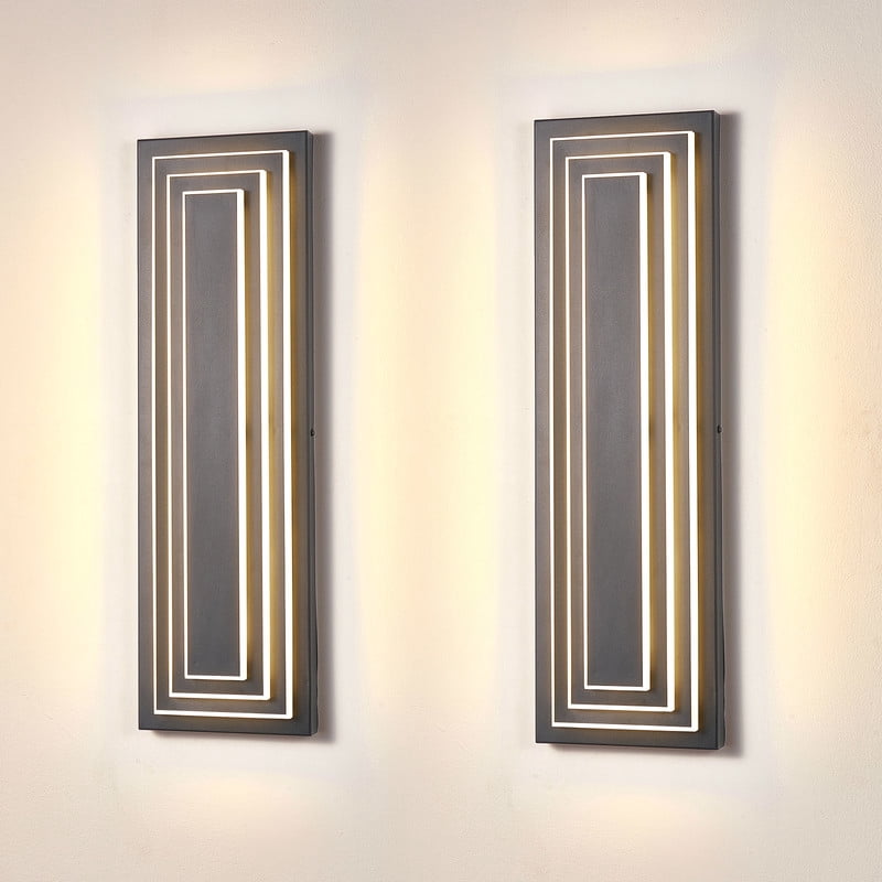 TICOZE 23.6 inch Modern Long Outdoor Wall Lights Exterior Lights for House,LED Outdoor Wall Large Front Porch Light Fixture For Garage, garden, entrance gate (2 Pack)