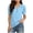 Light Blue, variant on CQONEPT Women's Short Sleeve Tops Lapel Neck Summer Trendy Tshirt Button Up V Neck Pullover Outdoor Lightweight Clothes Gray S