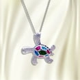 thumbnail image 2 of PVCS Opale Opale Bleu Fleur Tortue Époxy Femelle Métal Alliage Collier Pendentif, 2 of 4