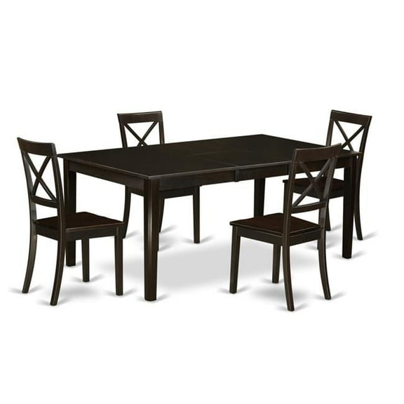 Dining Room Set-Dinette Table with Leaf & 4 Dinette Chairs, 5 piece - Cappuccino