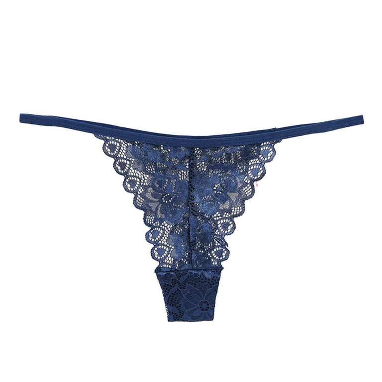 Zuwimk Panties For Women, Thongs for Women Lace Low Rise Underwear for  Ladies No Show T-back Tanga Panties Blue,L 