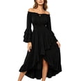 thumbnail image 2 of KICILVS Renaissance Dress Women Layered Flare Sleeve Off Shoulder Ruffle A Line Dress Goth Party Cosplay Halloween Witch Costume, 2 of 4