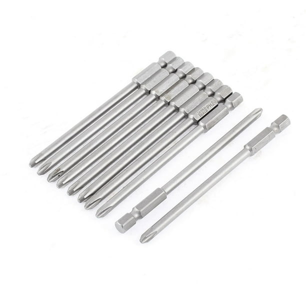 Juego de 10 piezas de punta magnética PH2 de 4.5 mm, herramienta de broca de destornillador Phillips extra larga