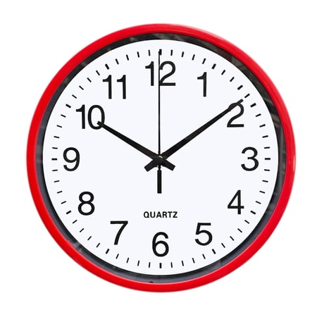 Modern Simple Wall Clock Indoor Non-Ticking Silent Sweep Movement Wall Clock for Office, Bathroom, Living Room Decorative - red