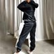 thumbnail image 5 of Pantalones Conjunto de salón de 2 piezas para mujer, traje básico de vacaciones con bolsillos holgados Kuymtek Negro T L para Mujer, 5 of 8